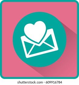 Heart in the mail envelope. Icon.