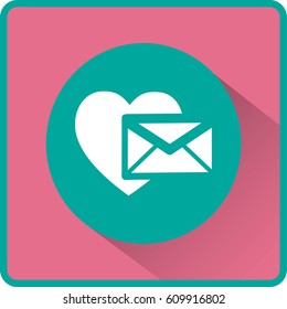 Heart in the mail envelope. Icon.