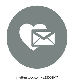 Heart in the mail envelope. Icon.