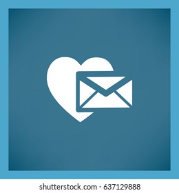 Corazón en el sobre de correo. Icono.