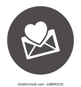 Corazón en el sobre de correo. Icono.