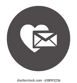 Corazón en el sobre de correo. Icono.