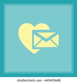Corazón en el sobre de correo. Icono.