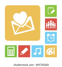 Heart in the mail envelope. Icon.