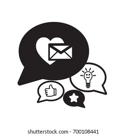 Heart in the mail envelope. Icon.