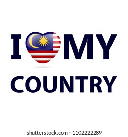 Heart with Malaysian flag colors. I Love My Country - Malaysia