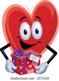 Hombre del corazón con regalo