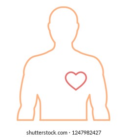 Heart of man. Vector illustration. Line icon on white background.