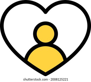 heart man vector line colour icon