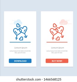 Heart, Man, Women, Love, Valentine  Blue and Red Download and Buy Now web Widget Card Template. Vector Icon Template background