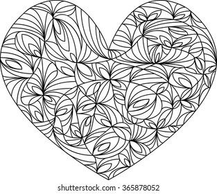 Heart Mandala, Adult Coloring Page, Template, Vector