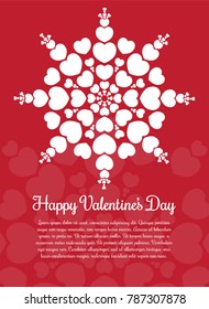 Heart mandala card. Valentines day card. Decorative and elegant. White and red colors. Love. 