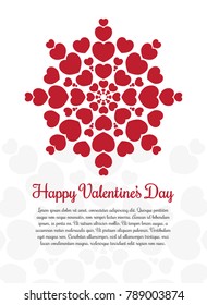 Heart mandala card. Valentines day card. Decorative and elegant. White and red colors. Love.