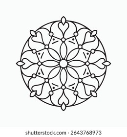 Coeur Mandala Coloriage Page Motif d'amour floral Conception imprimable.