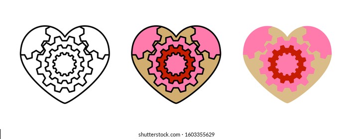 heart mandala icon set isolated on white background for web design,Valentine day concept