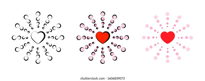 heart mandala icon set isolated on white background for web design,Valentine day concept