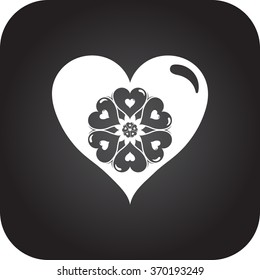 Heart mandala simple icon on colorful background