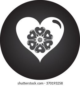 Heart mandala simple icon on colorful background