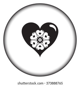 Heart mandala simple icon on colorful round background