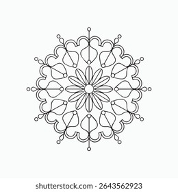 Diseño de Vector de mandala de corazón – Arte romántico de patrón floral simétrico.