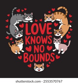 Heart with many kittens on it. Cute cat vector for happy valentine day