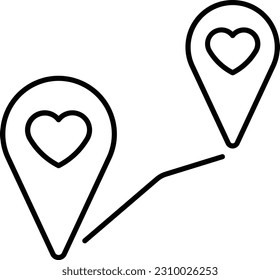 heart map direction location pin Outline