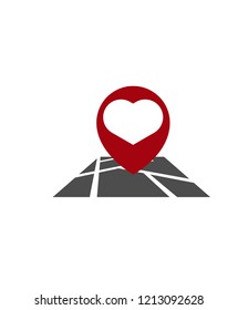 heart Map Icon Logo Design Element