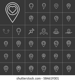 heart map pin icon set  for web and mobile application