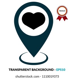 heart and map pointer