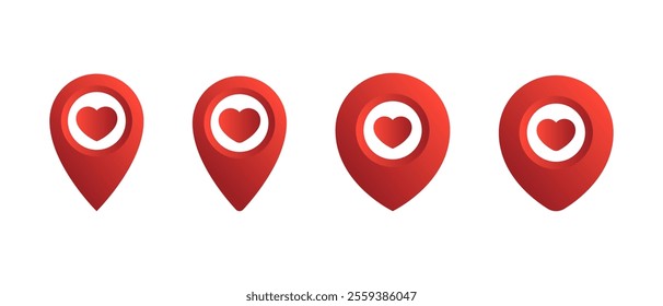 Heart map pointer icon in gradient style. Place marker with love sign symbol. Favorite location concept