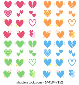 Heart mark 4 color set 3 (pink, orange, green and blue)