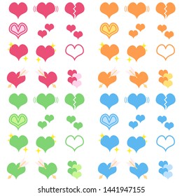 Heart mark 4 color set 1 (pink, orange, green and blue)