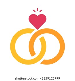 Heart mark and wedding ring. Engagement. Vector.
