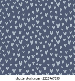 Heart marker drawn seamless vector pattern. Valentine's day handwritten background. Endless romantic print.