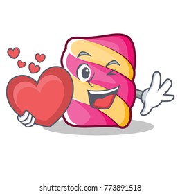 With heart marshmallow character cartoon style