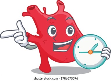Concepto de diseño de mascotas cardíacas sonriendo con reloj