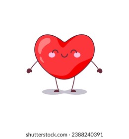 Heart Mascot Icon. Vector Illustration of a Pleased Love Heart Character, Perfect for Expressing Satisfaction and Affection.