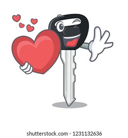 With heart mascot ilustration featuring on car key