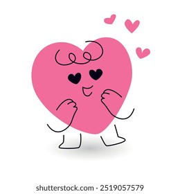 mascote do coração no amor. emoji do personagem do amor. ilustração do vetor no branco bg.