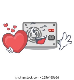 With heart mascot power supply sticks to pc