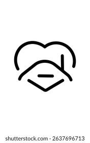 Heart and mask icon for health protection.Stylized heart and mask symbol