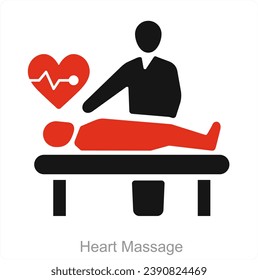 Heart Massage and massage icon concept