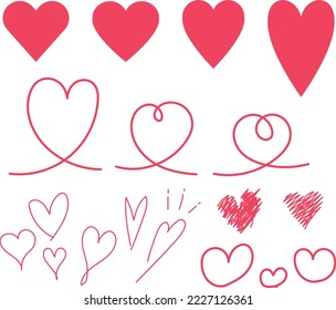 Herzmaterial. Vektorset. Valentinstag-Material.