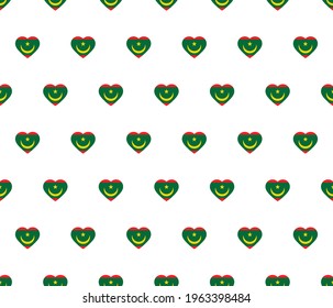 heart Mauritania  flag seamless pattern.  Mauritania  flag texture vector 