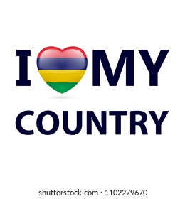 Heart with Mauritian flag colors. I Love My Country - Mauritius