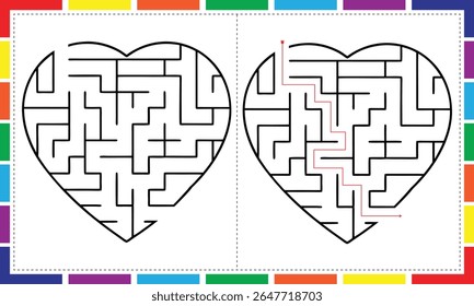 Puzzle do Labirinto do Coração para Crianças Folha de Trabalho Imprimível, Labirinto da Forma do Coração para Crianças Página de Atividade, Labirinto dos Namorados para Crianças Folha de Aprendizagem Divertida