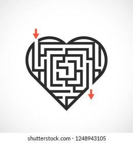 Heart maze vector icon illustration isolated on white background