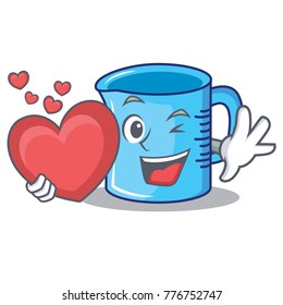 With heart measuring cup character cartoon