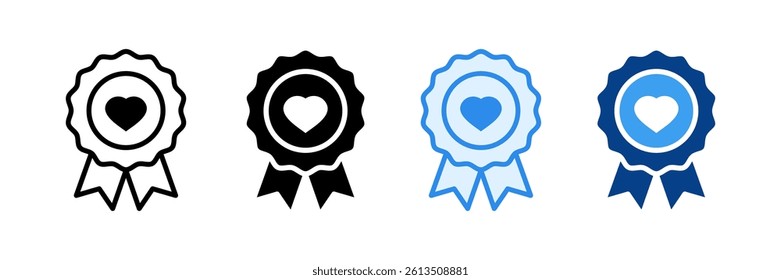 Heart Medal Icon Set Multiple Style Collection