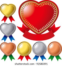 Heart medal set